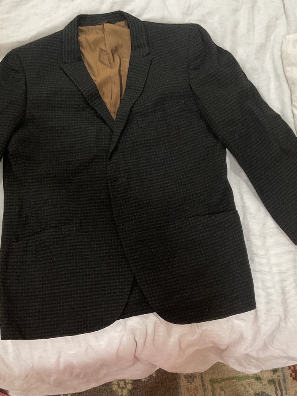 Men's Black Textured Blazer - Classic Single-Breasted Jacket vintage